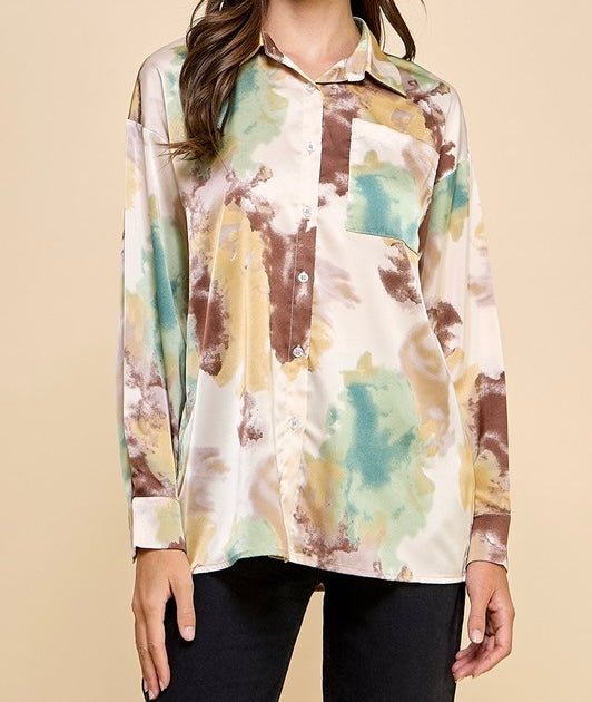 Luna Printed Button Down