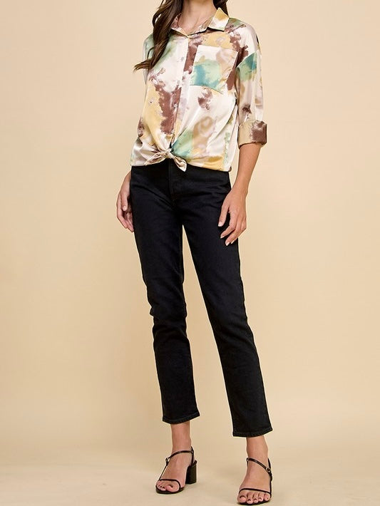 Luna Printed Button Down