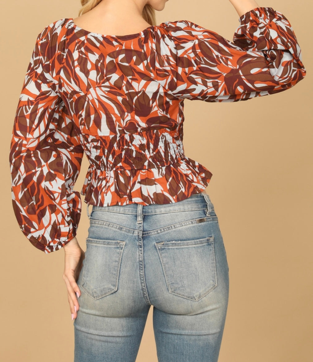 Zully Fall Printed Top - Size S
