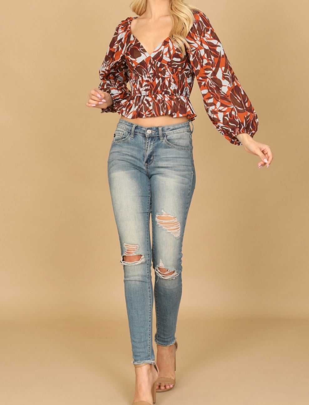 Zully Fall Printed Top - Size S