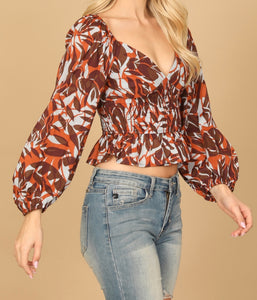 Zully Fall Printed Top - Size S
