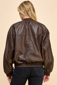 Santi Oversized Leatherette Bomber Jacket (Multiple Colors Available)