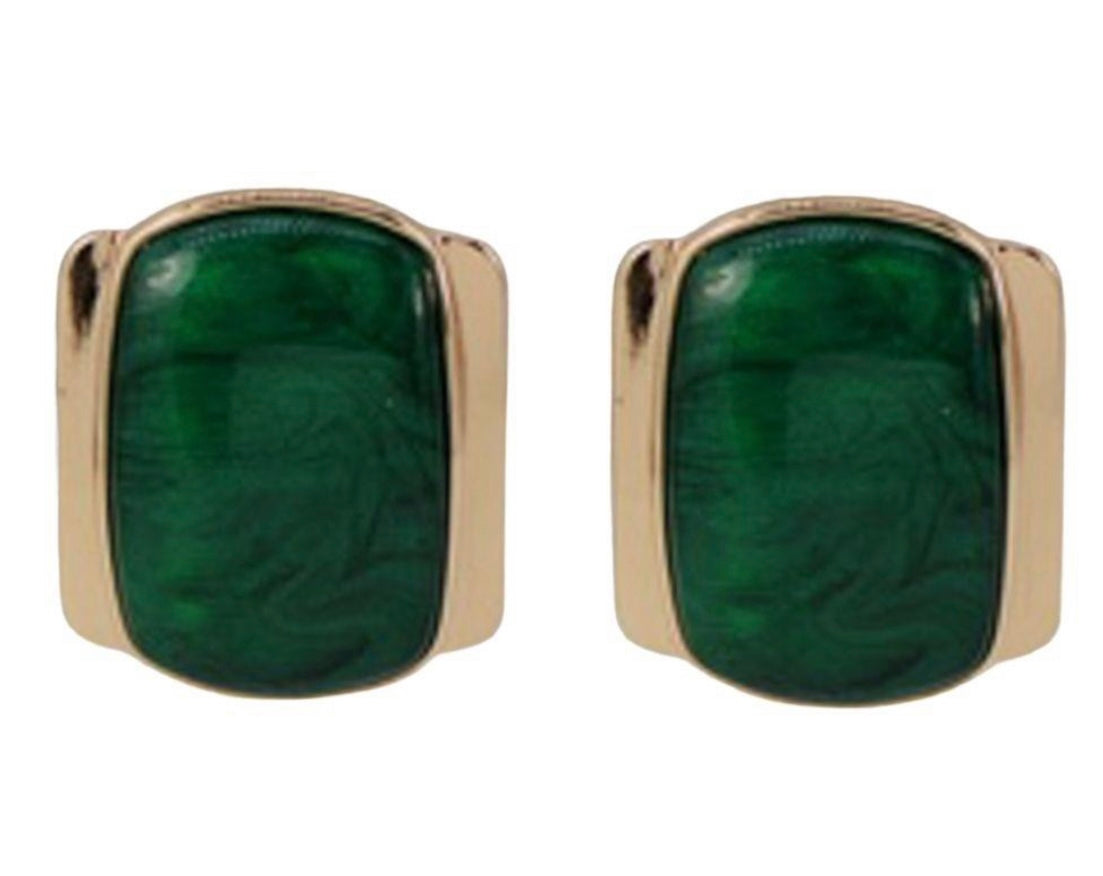 Rectangle Cabochon Post Earrings (Multiple Colors Available)