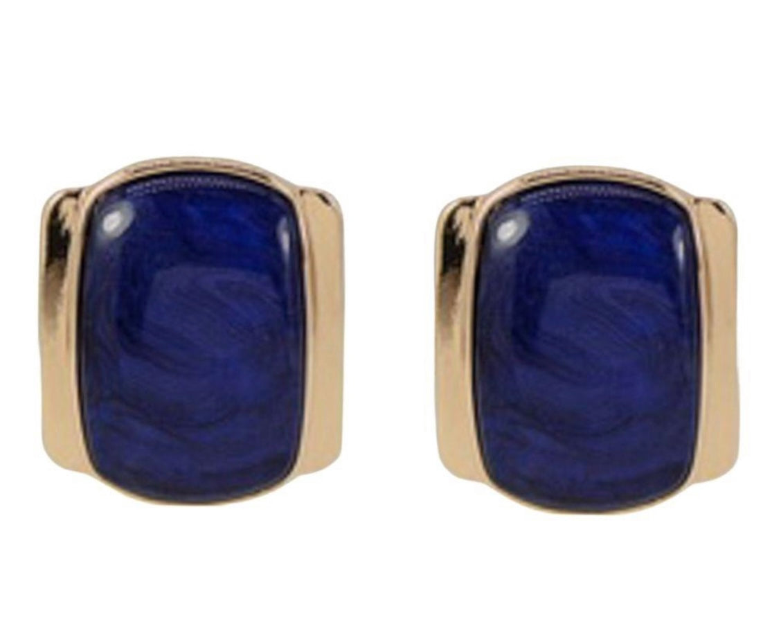 Rectangle Cabochon Post Earrings (Multiple Colors Available)