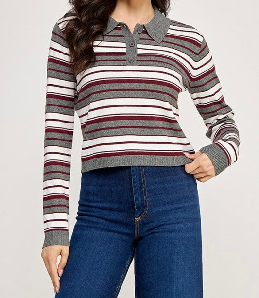 Jaden Striped Polo Sweater