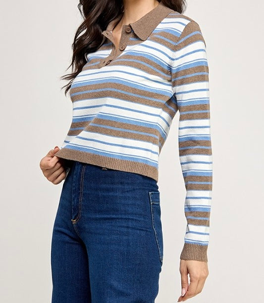 Jaden Striped Polo Sweater