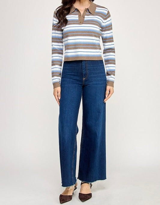 Jaden Striped Polo Sweater