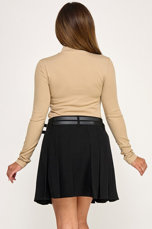 Angie Pleated Belted Dress