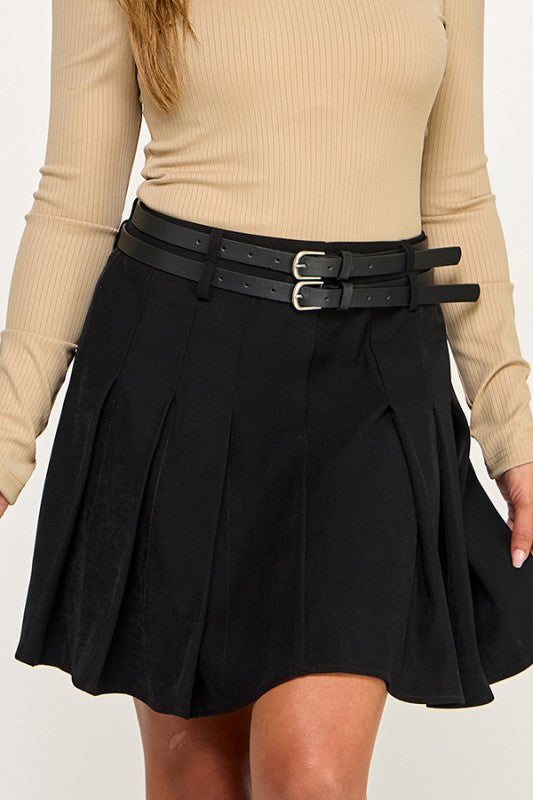 Angie Pleated Belted Dress