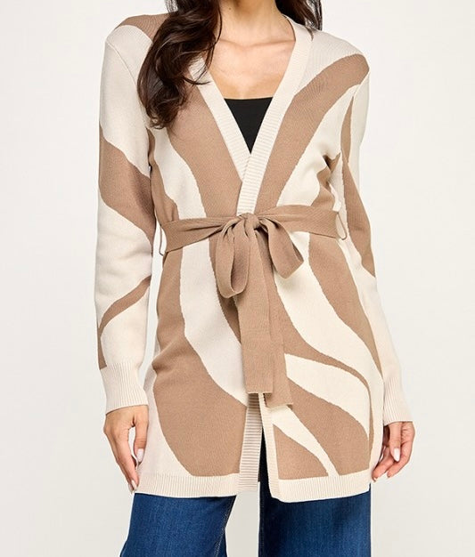 Santi Printed Belted Cardigan (Multiple Colors Available)