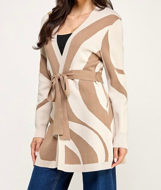Santi Printed Belted Cardigan (Multiple Colors Available)