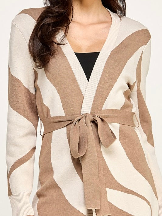 Santi Printed Belted Cardigan (Multiple Colors Available)