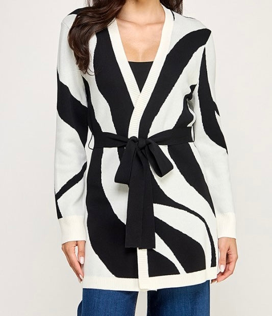 Santi Printed Belted Cardigan (Multiple Colors Available)