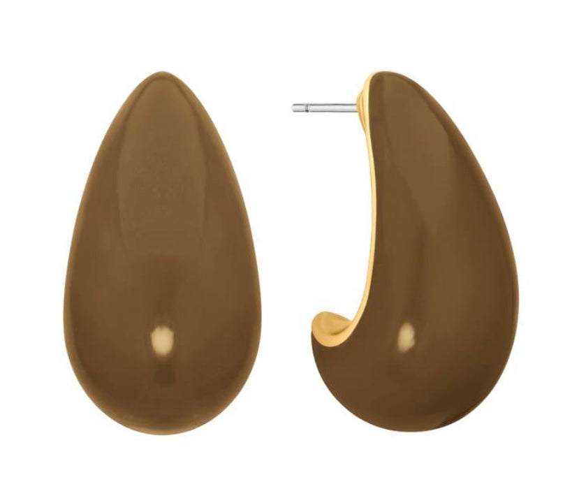 Metal Puffy Earrings (Multiple Colors Available)