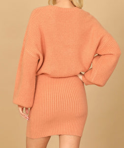 Elvia Blouson Ribbed Dress