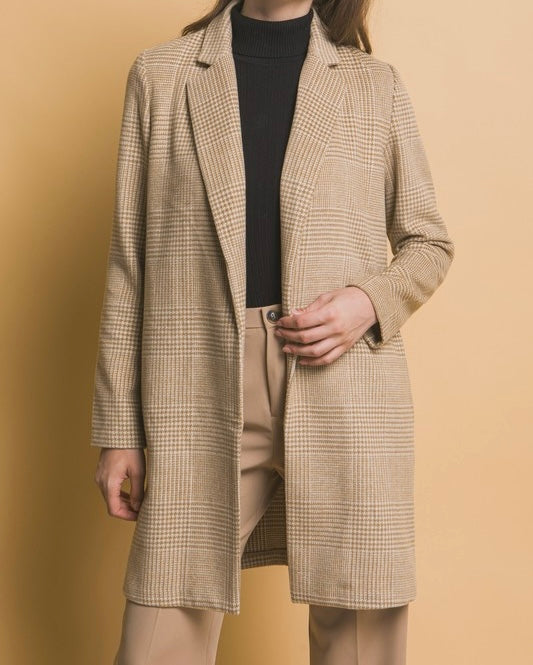 Luna Plaid Wool Coat - Size L