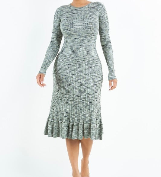 Andres Printed Ruffle Midi Dress