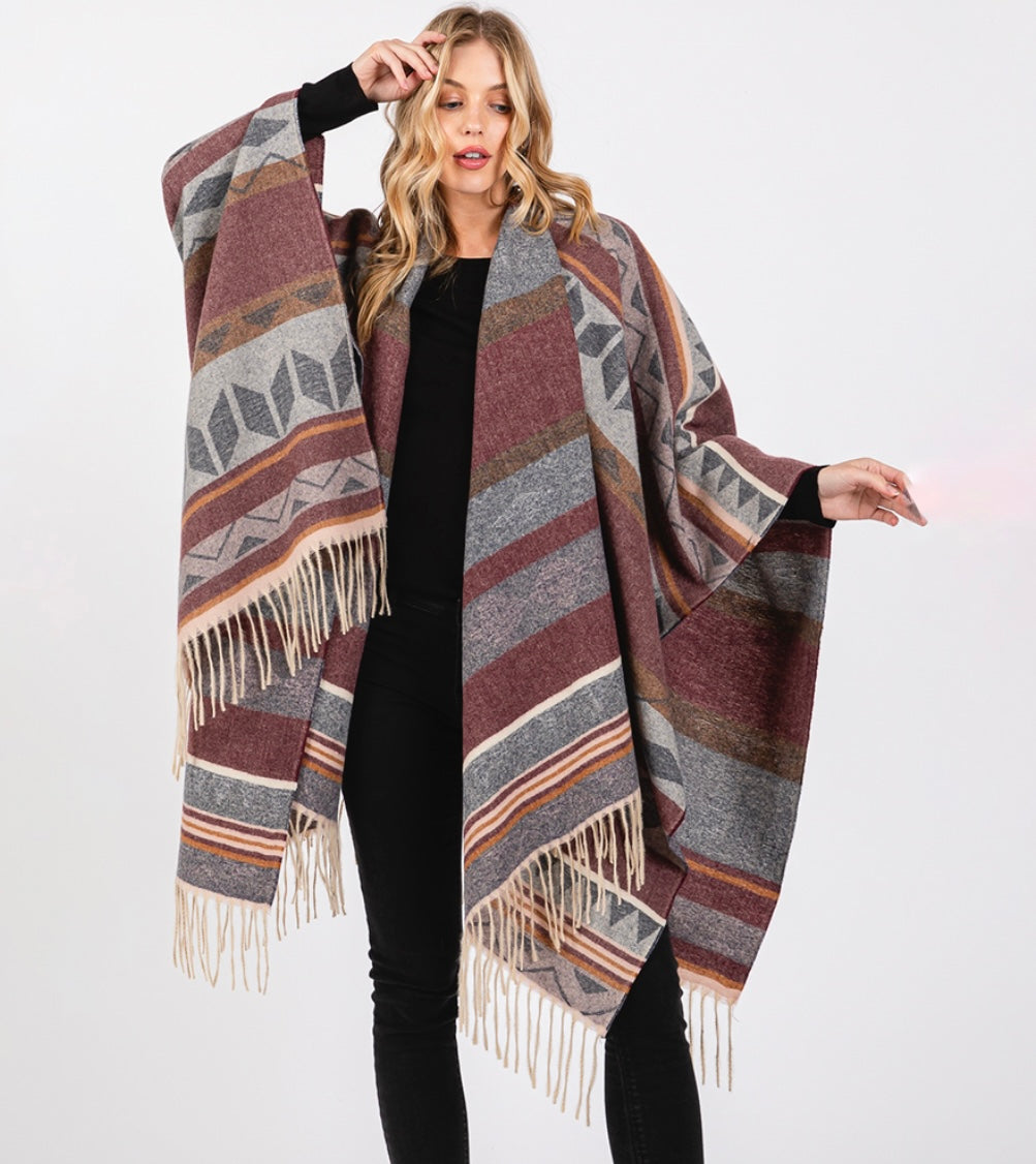 Printed Open Poncho