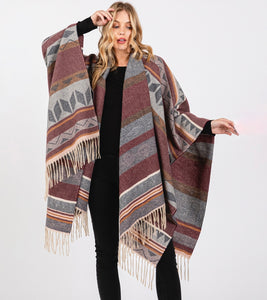 Printed Open Poncho