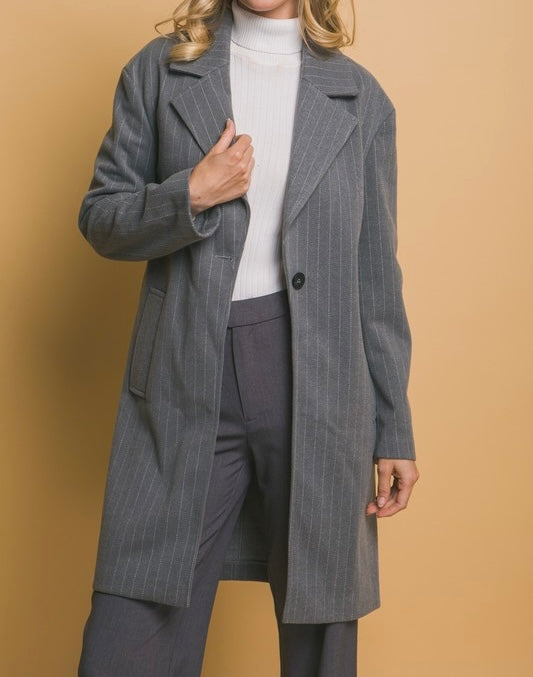 Jacob Striped Wool Coat - Size S