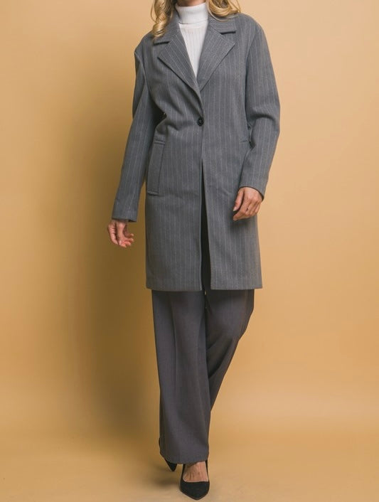 Jacob Striped Wool Coat - Size S