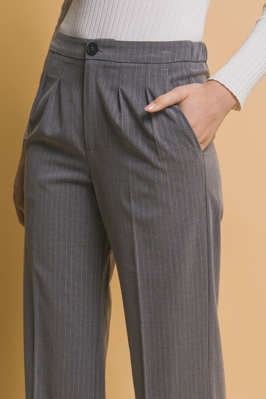 Jaden Pinstriped Straight Leg Trousers