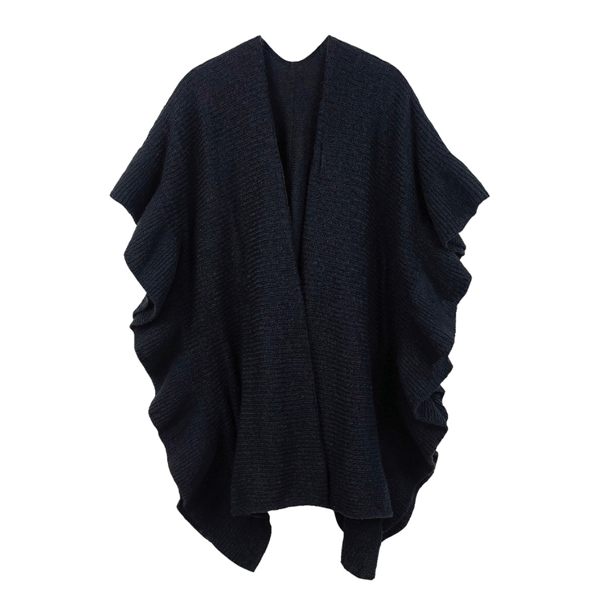 Ruffle Trim Open Knit Poncho