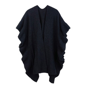 Ruffle Trim Open Knit Poncho