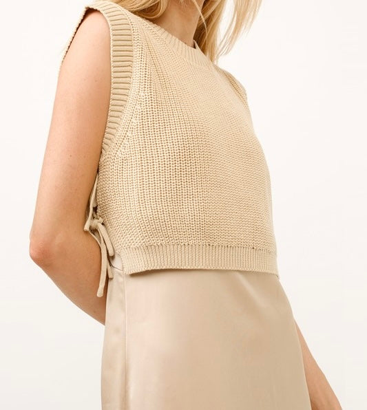 Sarah Satin Dress & Knit Vest Set