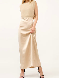 Sarah Satin Dress & Knit Vest Set