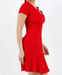 Scarlett Short Sleeve Pleated Knit Dress