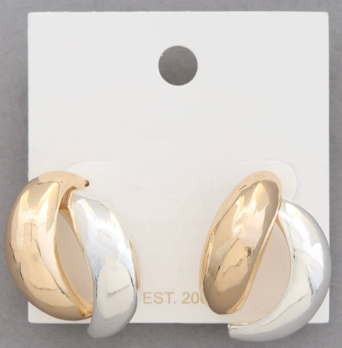 Two Tone Curve Metal Earrings