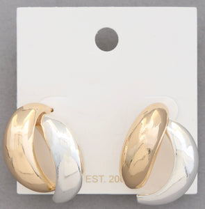 Two Tone Curve Metal Earrings