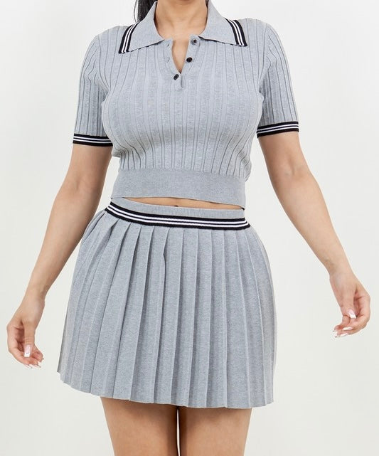 Jaden Pleated Knit Skirt Set