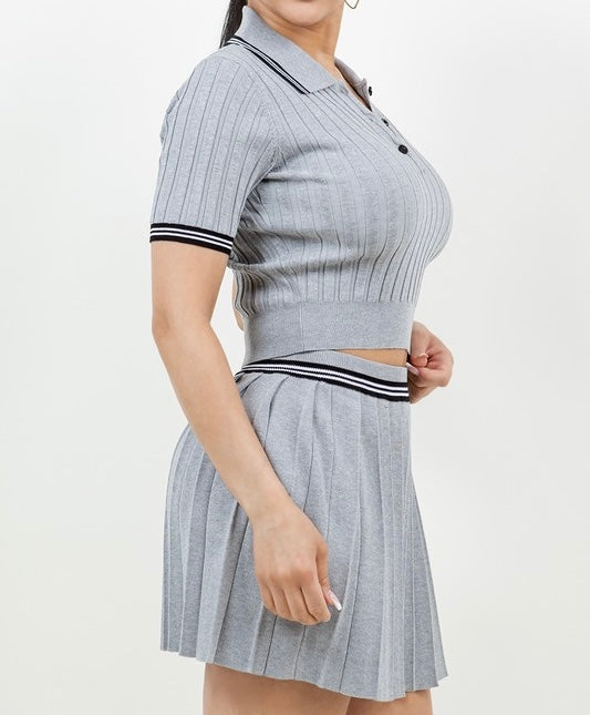 Jaden Pleated Knit Skirt Set