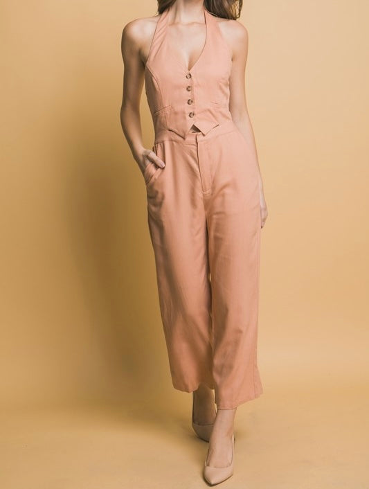 Zuleyka Linen Halter Jumpsuit