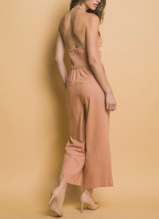 Zuleyka Linen Halter Jumpsuit