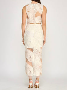 Ari Textured Mesh Skirt Set