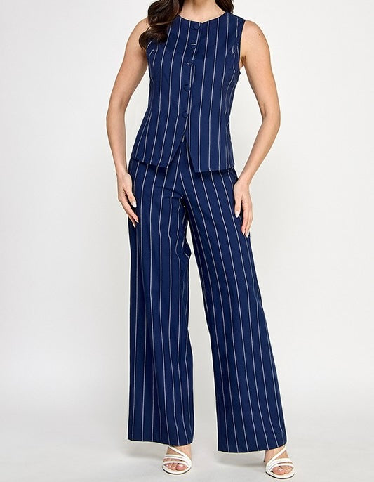 Nina Striped Tailored Vest + Pants Set