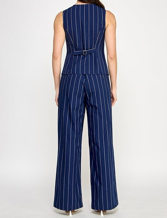 Nina Striped Tailored Vest + Pants Set