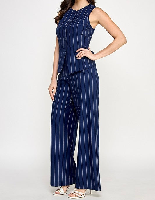 Nina Striped Tailored Vest + Pants Set