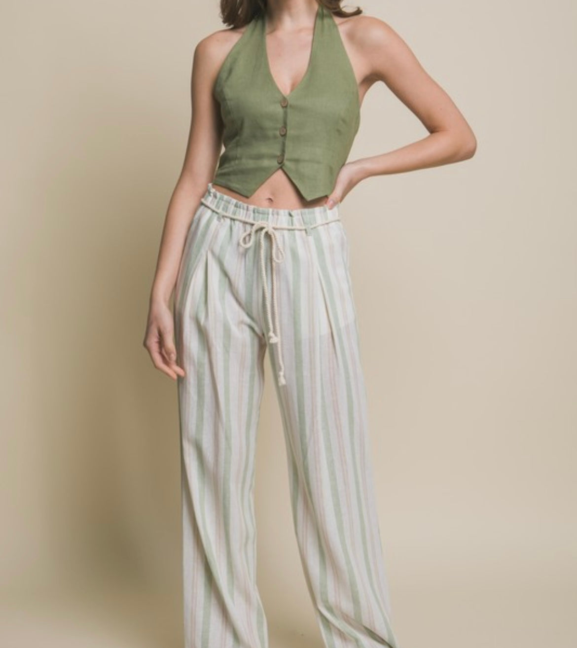 Santi Linen Vest Top - Size L