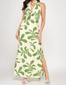 Jay Printed Draped Front Maxi Dress