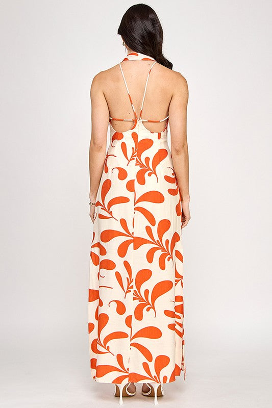Jay Printed Draped Front Maxi Dress