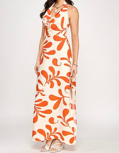 Jay Printed Draped Front Maxi Dress