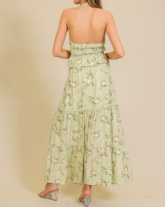 Angie Printed Tie Top + Maxi Skirt Set