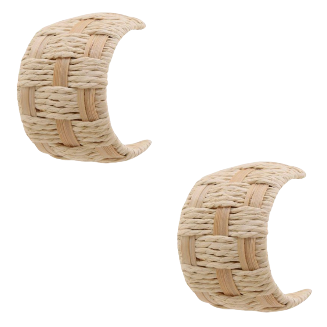 Woven Raffia Open Earrings