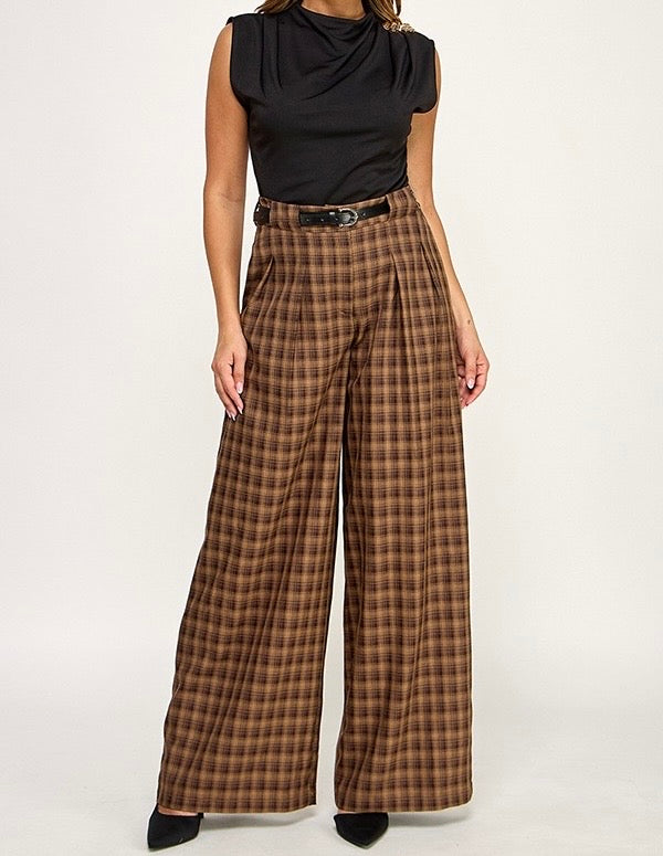Serenity Plaid Belted Pants