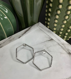 Silver Hexagon Earrings