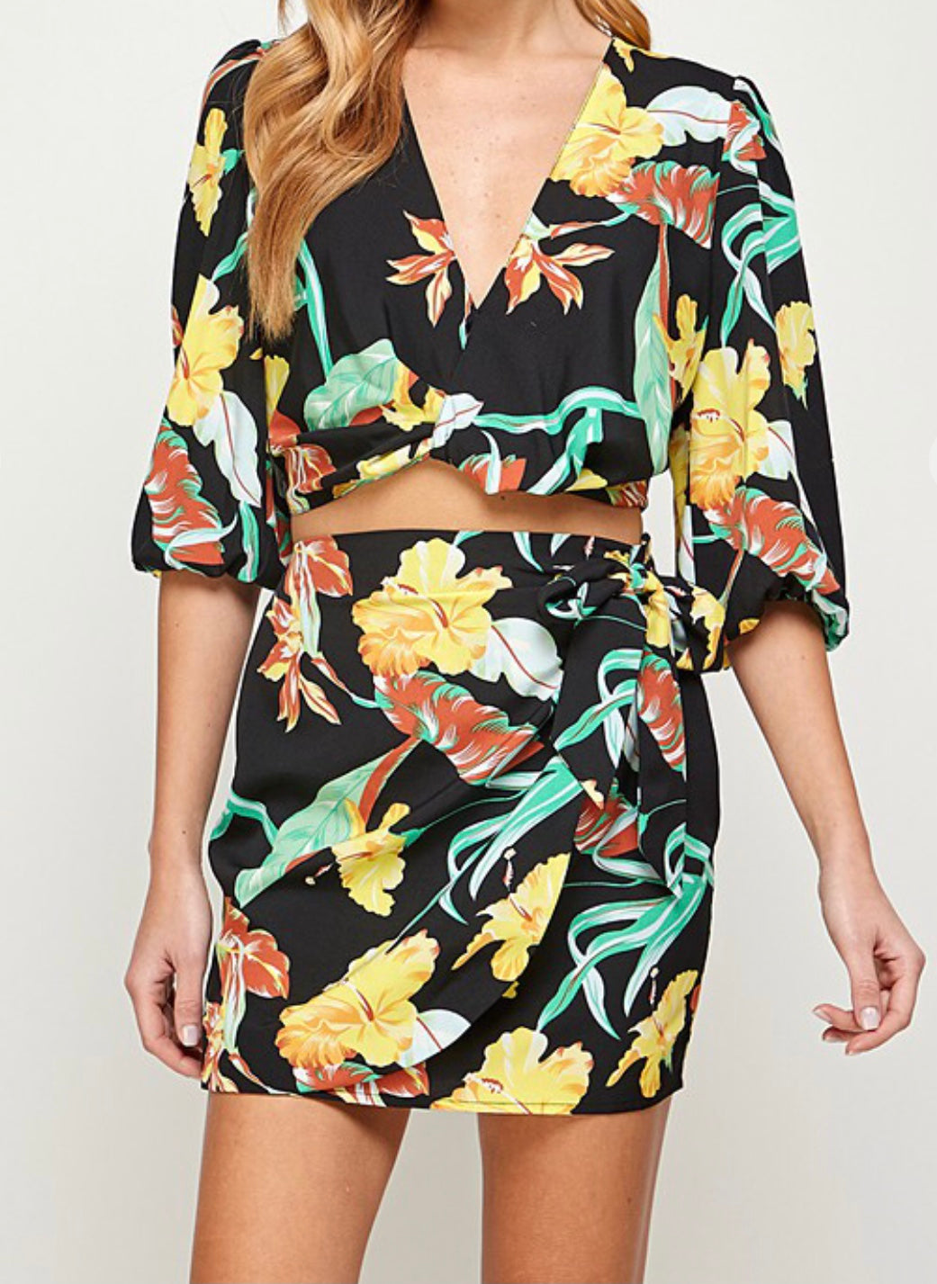 Nate Black Skirt Set